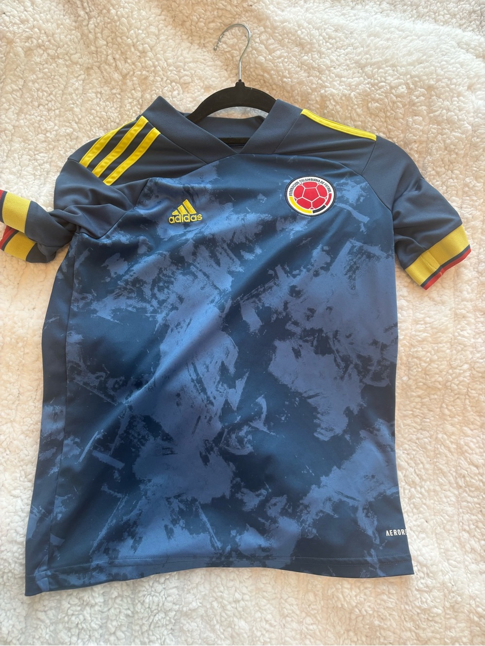adidas Women’s baby tee Navy and Yellow Colombia Soccer Jersey